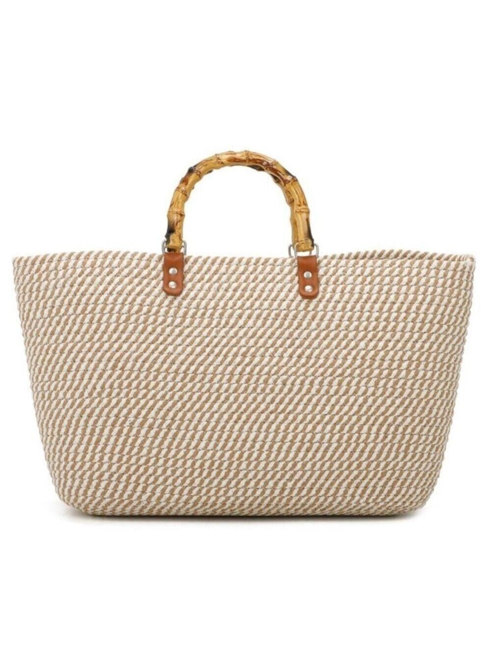 NWOT French Connection Women’s Biscay Large Retro Cotton Rope Tote Natural White